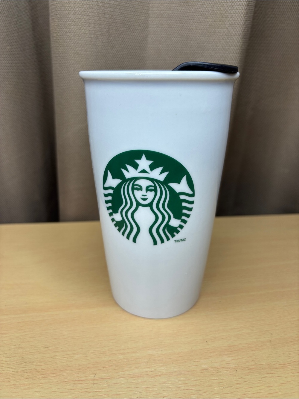 Starbucks White Ceramic Tumbler with Green Siren Logo